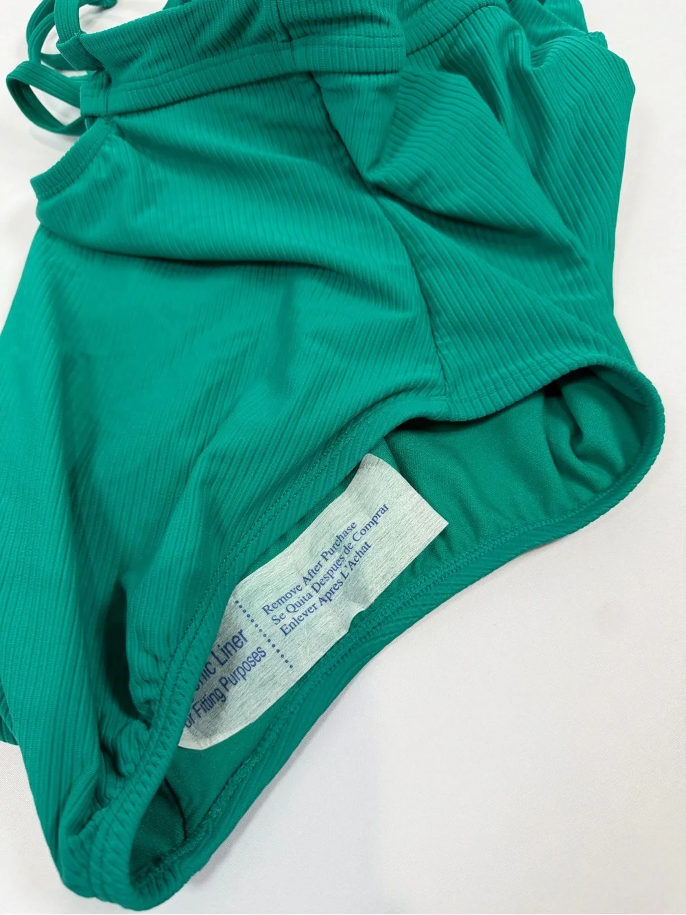 Time and‎ Tru Green Ribbed One-Piece Swimsuit Medium